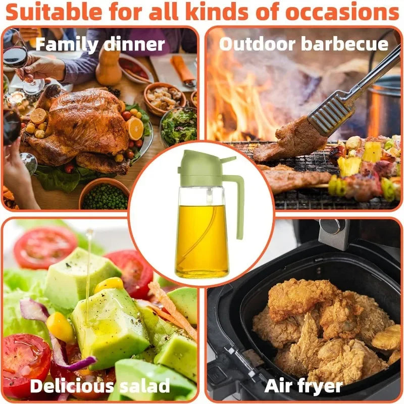 2-in-1 Glass Oil Spray Bottle โ 470ml Oil Dispenser & Sprayer
