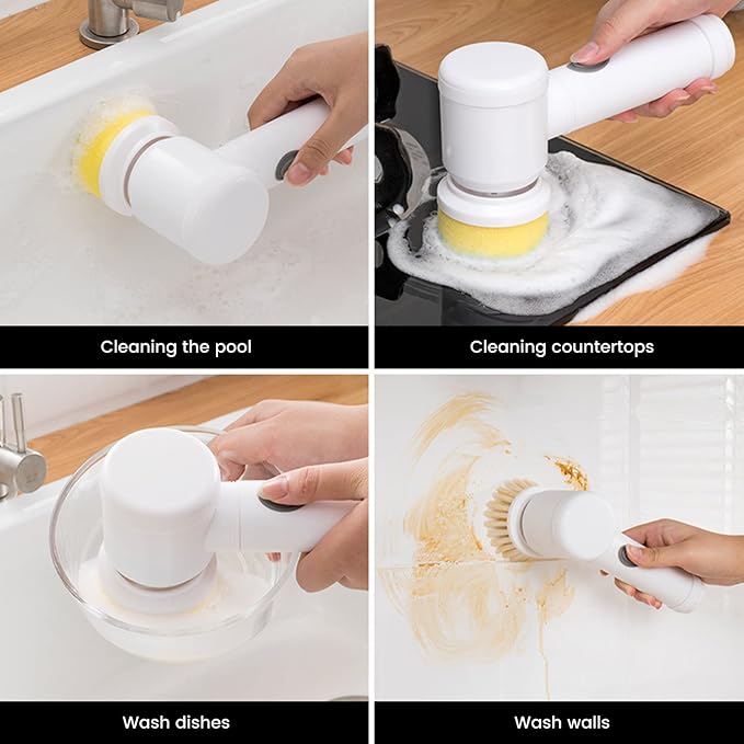5-in-1 Electric Magic Scrubber — Rechargeable Spin Cleaning Brush