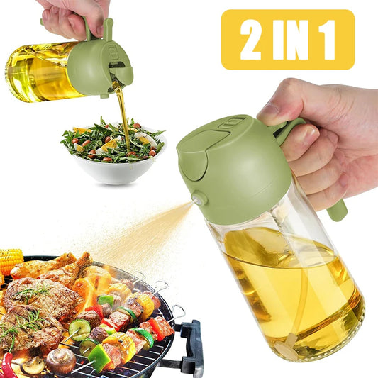 2-in-1 Glass Oil Spray Bottle – 470ml Oil Dispenser & Sprayer