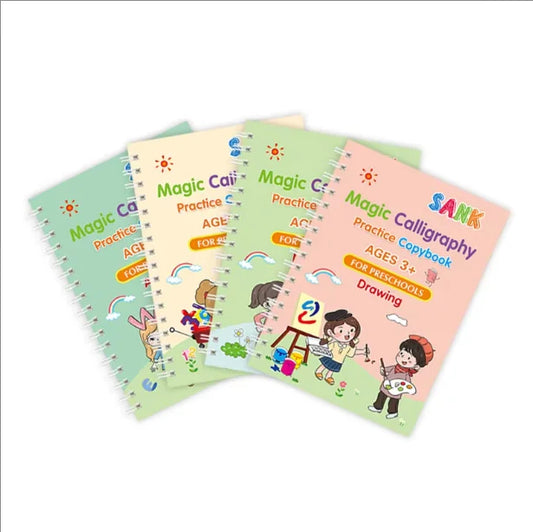 Sank Magic Practice Copybook Set – 4 Books with 10 Refills & Pen Holder