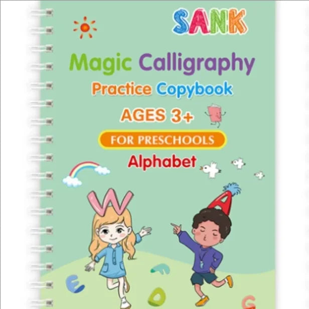 Sank Magic Practice Copybook Set – 4 Books with 10 Refills & Pen Holder