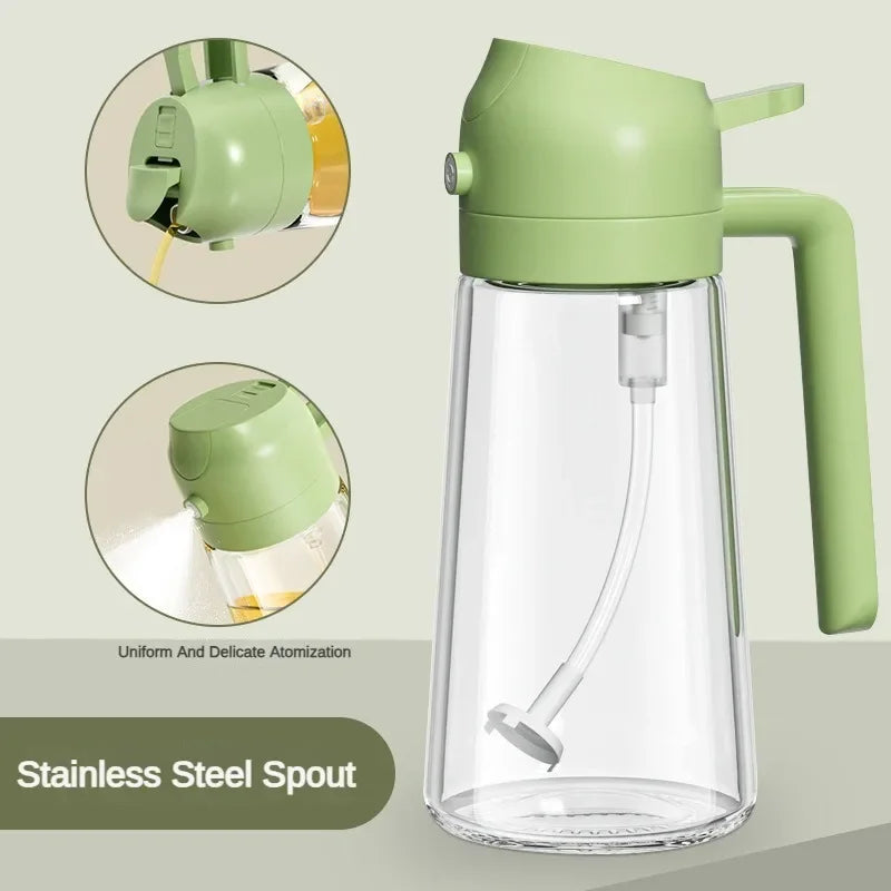 2-in-1 Glass Oil Spray Bottle – 470ml Oil Dispenser & Sprayer