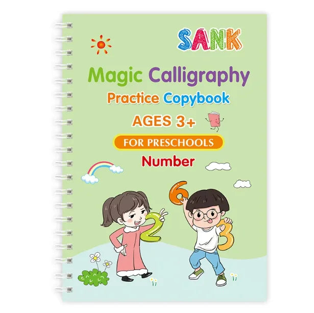 Sank Magic Practice Copybook Set – 4 Books with 10 Refills & Pen Holder