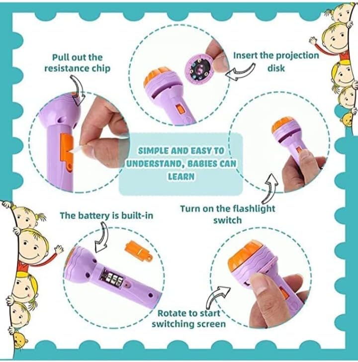 Kids Projector Flashlight with 3 Slides & 24 Images