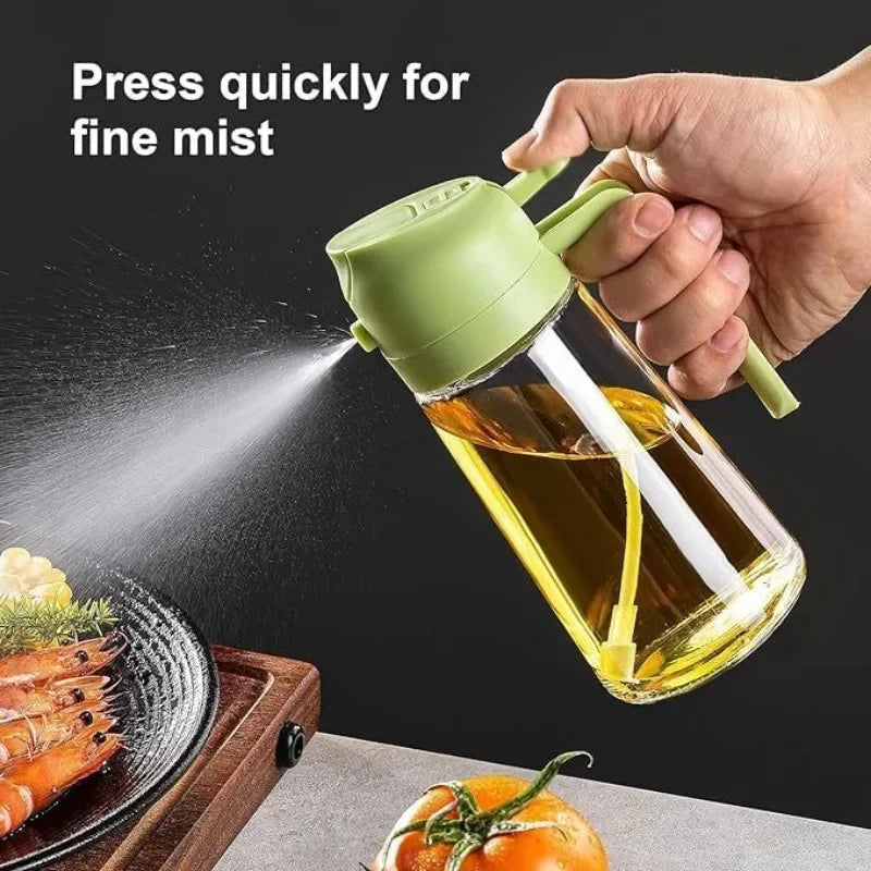 2-in-1 Glass Oil Spray Bottle – 470ml Oil Dispenser & Sprayer