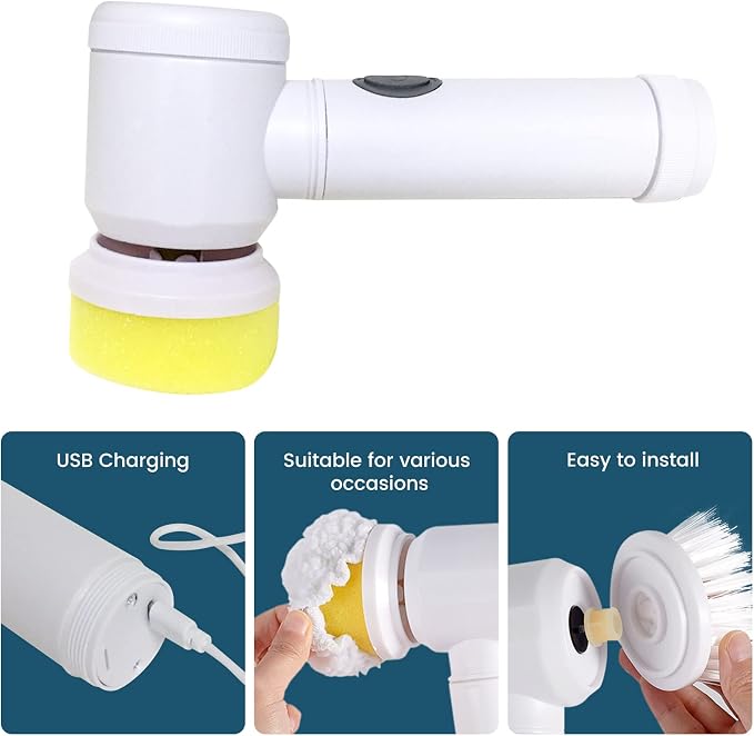 5-in-1 Electric Magic Scrubber — Rechargeable Spin Cleaning Brush