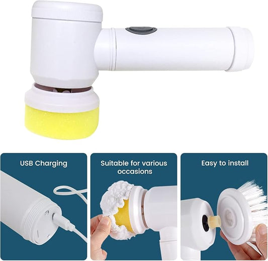 5-in-1 Electric Magic Scrubber — Rechargeable Spin Cleaning Brush