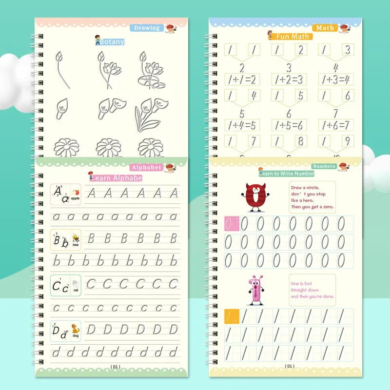Sank Magic Practice Copybook Set – 4 Books with 10 Refills & Pen Holder