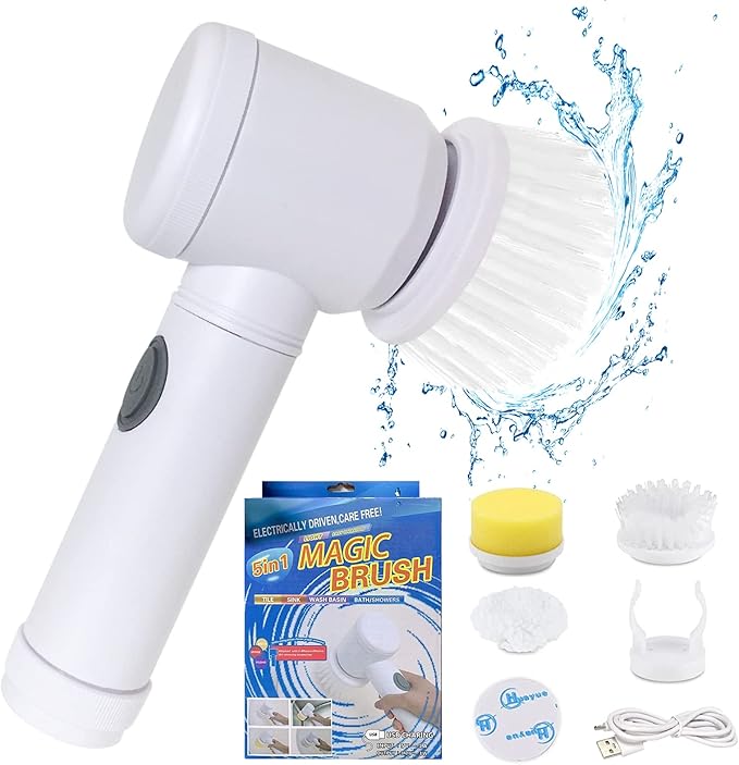 5-in-1 Electric Magic Scrubber — Rechargeable Spin Cleaning Brush